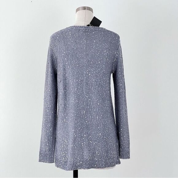 JONES NEW YORK Long Sleeve Knit Gray Sequin V-neck Sweater NWT - Picture 3 of 8